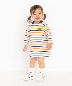 MIKI HOUSE HOT BISCUITS 【80-120cm】 ボーダー柄 長袖ワンピース