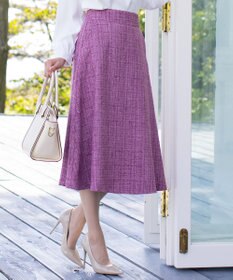 Tiaclasse 【洗える】大人華やかなツイードフレアスカート