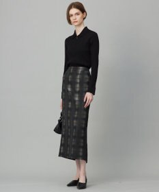 ICB 【洗える】シャイニーオンブレーチェック ストレートスカート