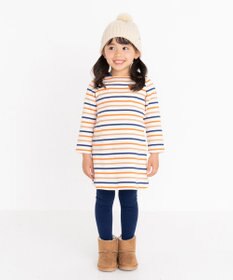 MIKI HOUSE HOT BISCUITS 【80-120cm】 ボーダー柄 長袖ワンピース