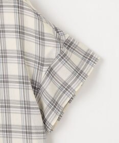 J.PRESS LADIES シアーストライプチェック フレンチスリーブ バンドカラー カットソー