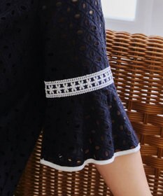 Tiaclasse 【小倉優子さん着用・洗える】パンチングレース配色チュニック