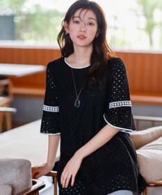 Tiaclasse 【小倉優子さん着用・洗える】パンチングレース配色チュニック