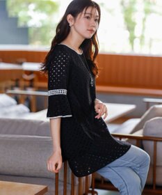 Tiaclasse 【小倉優子さん着用・洗える】パンチングレース配色チュニック