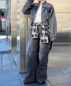 WEGO デニムショートバイカーブルゾン