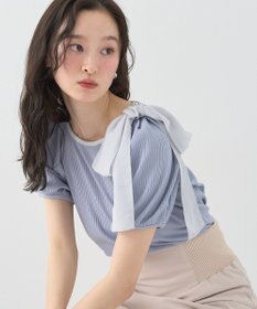 earth music&ecology アシメ肩リボンカットソー