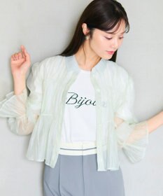 Feroux 【洗える】シャーリング シアーシャツ