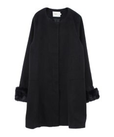 earth music&ecology ファーカフスノーカラーコート