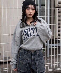 WEGO グラフィックハーフジップスウェット