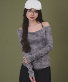 WEGO グラフィックオフショルレーストップ