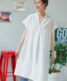 Tiaclasse 【洗える】リネンミックススキッパーシャツワンピース