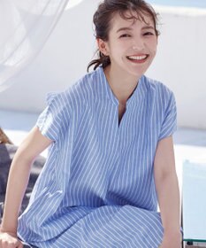 Tiaclasse 【洗える】リネンミックススキッパーシャツワンピース