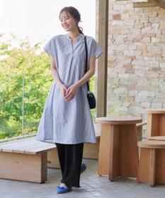 Tiaclasse 【洗える】リネンミックススキッパーシャツワンピース