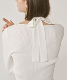 GRACE CONTINENTAL ボウタイリブニットトップ