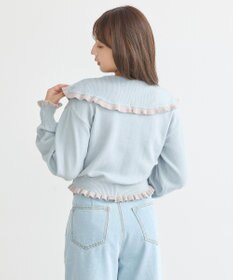 earth music&ecology 配色フリルカラーニットプルオーバー