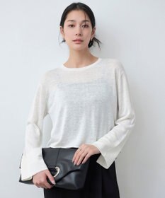 ICB 【洗える】 リネンレーヨンハイゲージ クロップドプルオーバー