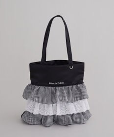 Maison de FLEUR サテンフロントフリルスクエアトートバッグ