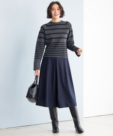 自由区 【スタイリストコラボ・洗える】ウールミラノボーダー ニット