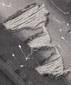 WEGO タイ付きダメージハーフデニムパンツ