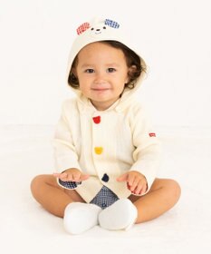 MIKI HOUSE HOT BISCUITS 【70-110cm】 顔ドン ワッフル素材 パーカー