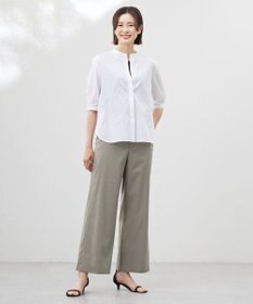 J.PRESS LADIES 【洗える・接触冷感・吸水速乾】ドライリネンストレッチ ワイド パンツ