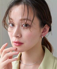 Phoebe 【金属アレルギー対応】【痛くないシリーズ】ぷっくりモードクリスタルループフィットイヤリング　シルバー