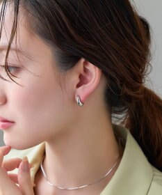 Phoebe 【金属アレルギー対応】【痛くないシリーズ】ぷっくりモードクリスタルループフィットイヤリング　シルバー