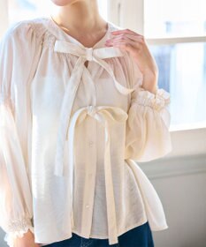 Feroux ダブルリボンシアー ブラウス