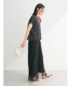 Green Parks 裾フリンジメッシュニットプルオーバー