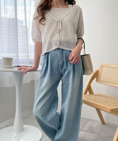 WEGO 【２点セット】半袖メッシュアンサンブルカーデ