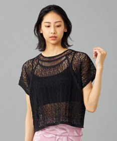 Chacott 【ノーソーイングニット】ランダムメッシュニットTシャツ