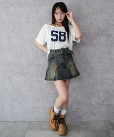 WEGO ベルト付デニムプリーツスカパン