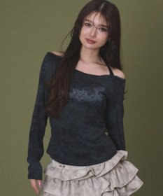 WEGO グラフィックオフショルレーストップ