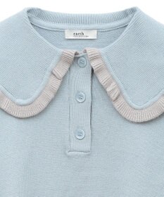 earth music&ecology 配色フリルカラーニットプルオーバー