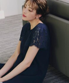 Tiaclasse 【洗える】レースコンビフレンチスリーブニットチュニック