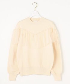 ANY SIS 【洗える】フリルチュールコンビ ニット