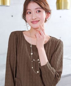 Tiaclasse L ダイヤ柄ジャガードパフスリチュニック