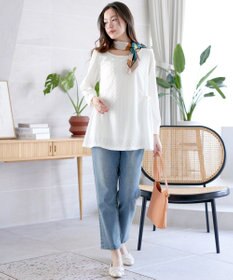 Tiaclasse L ダイヤ柄ジャガードパフスリチュニック