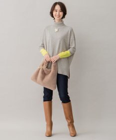 自由区 【洗える】セミウーステッドウール タートルネックニット