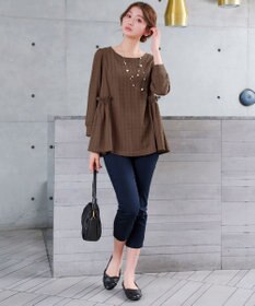 Tiaclasse L ダイヤ柄ジャガードパフスリチュニック