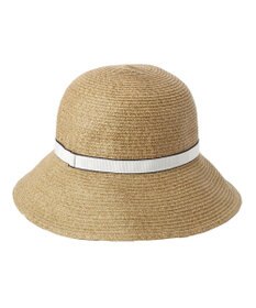 MOONBAT 【洗える】FURLA(フルラ)  ロゴ刺繍リボン 天然ハット