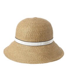 MOONBAT 【洗える】FURLA(フルラ)  ロゴ刺繍リボン 天然ハット