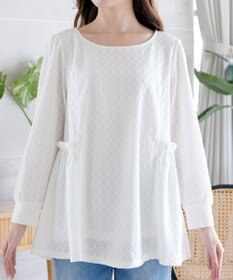 Tiaclasse L ダイヤ柄ジャガードパフスリチュニック