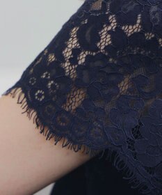 Tiaclasse 【洗える】レースコンビフレンチスリーブニットチュニック