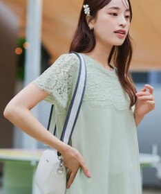 Tiaclasse 【洗える】レースコンビフレンチスリーブニットチュニック