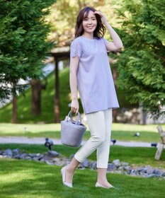 Tiaclasse 【洗える】レースコンビフレンチスリーブニットチュニック