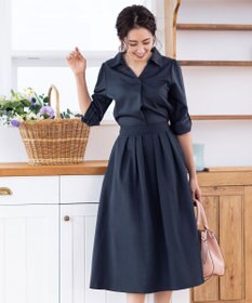 Tiaclasse L 【洗える】小顔効果も期待できるスキッパーシャツワンピース