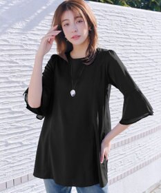 Tiaclasse 【新色追加】シフォンフレア袖チュニックブラウス