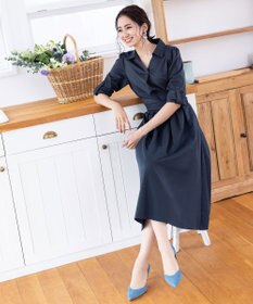 Tiaclasse L 【洗える】小顔効果も期待できるスキッパーシャツワンピース