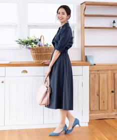 Tiaclasse L 【洗える】小顔効果も期待できるスキッパーシャツワンピース